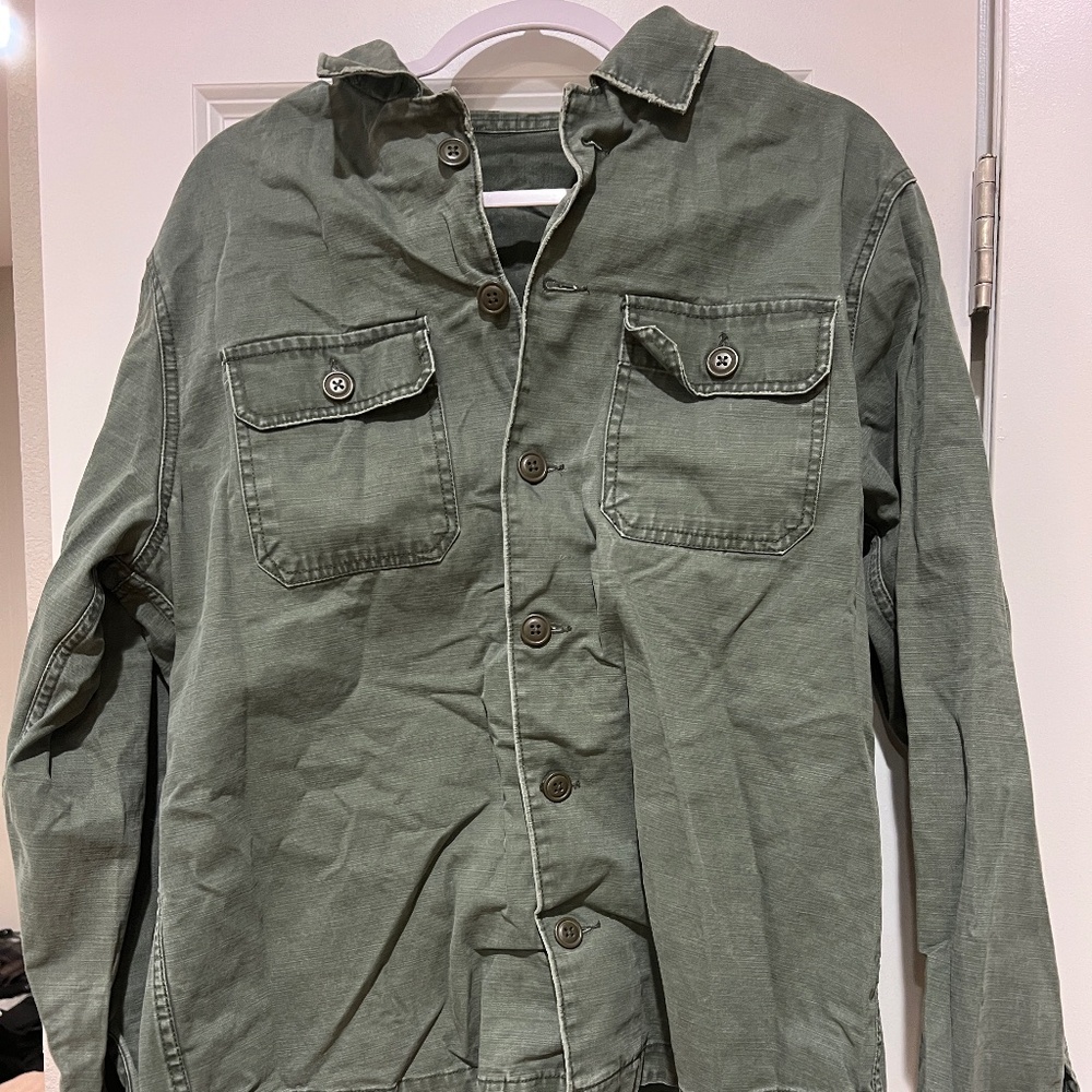 Olive Green Canvas Button Up